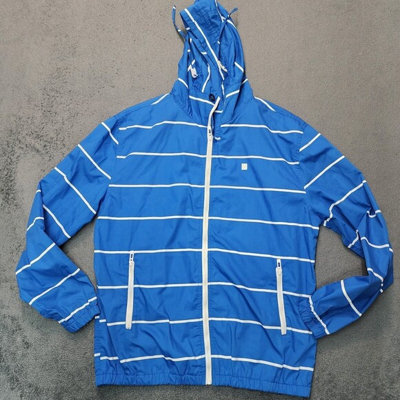 Ecko Unltd Men's Blue Striped Hooded Jacket Full Zip Urban Surf Size L - Picture 1 of 11